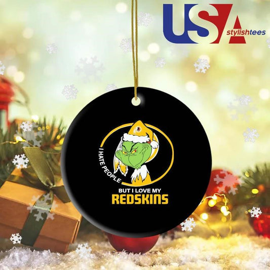 Washington Redskins Christmas Grinch I Hate People But I Love My Redskins 2024 Ornament