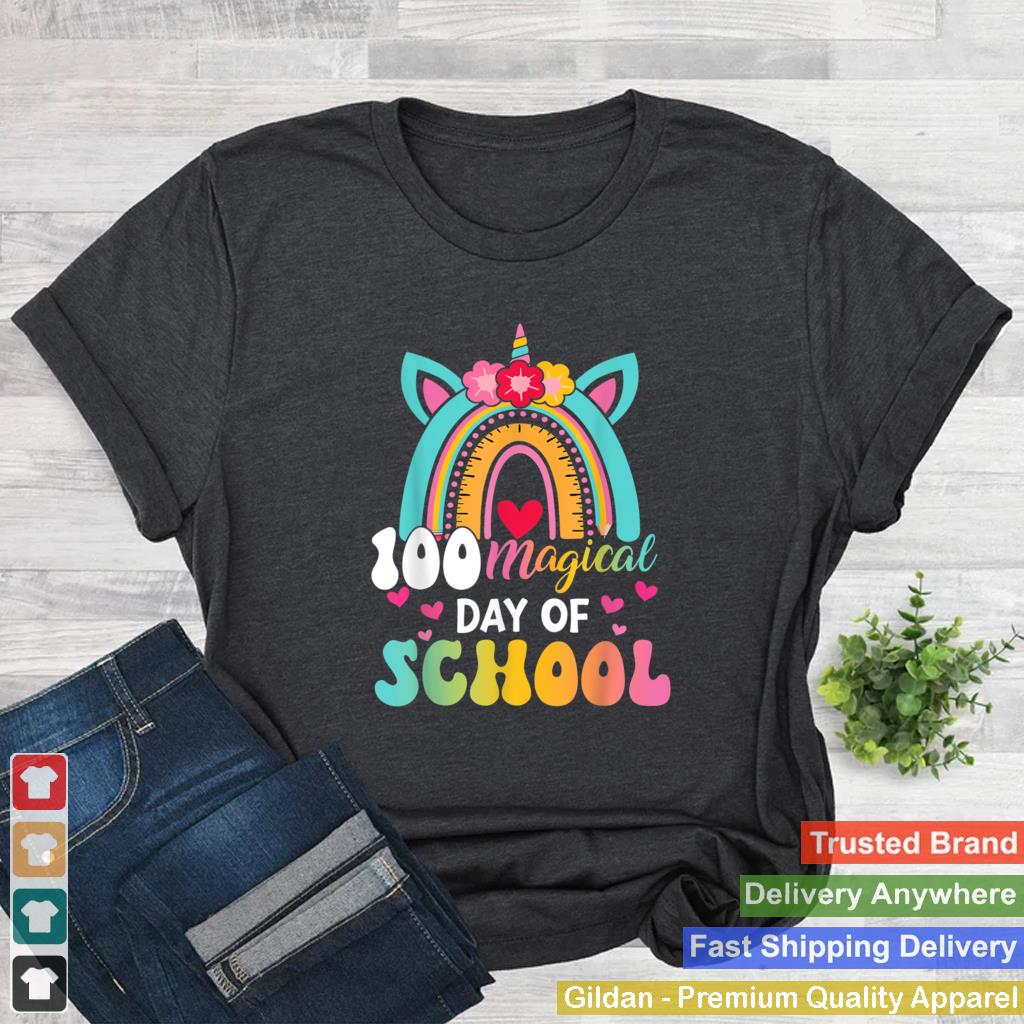 100-Magical-Days-Of-School-Rainbow-Unicorn-Girl-Kid-Teacher-T-Shirt