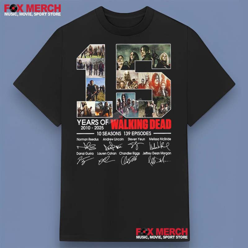 The Walking Dead 15 Years 10 Seasons Signatures T-Shirt, hoodie, long sleeve, sweatshirt and tank top