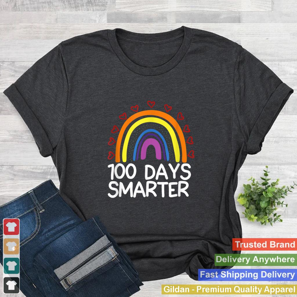 100th Day Of School Teacher 100 Days Smarter Rainbow T Shirt