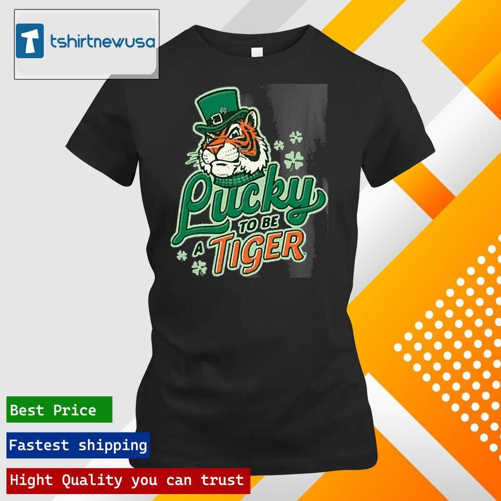 Top Lucky To Be A Tiger Saint Patricks Day 2025 Tiger Town Painting T Shirt