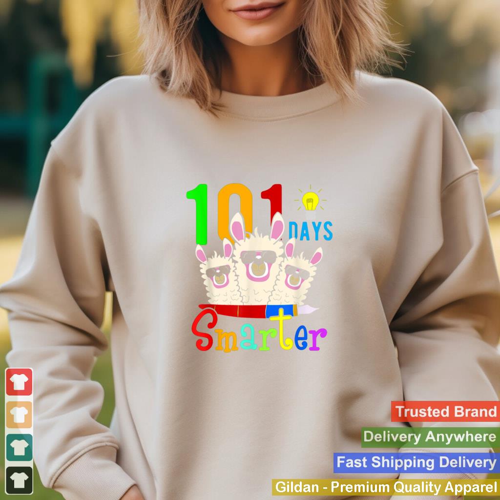 101 Days Smarter Teacher Llama Happy 100th Day Of School shirt