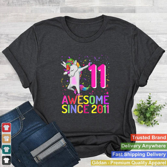 11Years Old Unicorn Dabbing 11th Birthday Girl Unicorn Party T Shirt