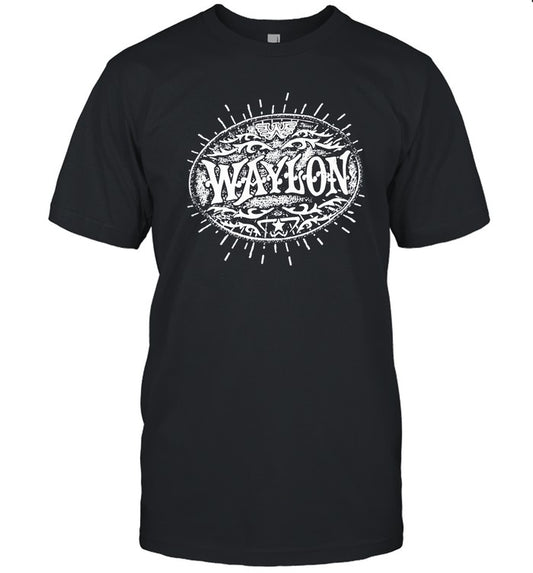 Waylon Jennings Buckle Logo Mens T-Shirt