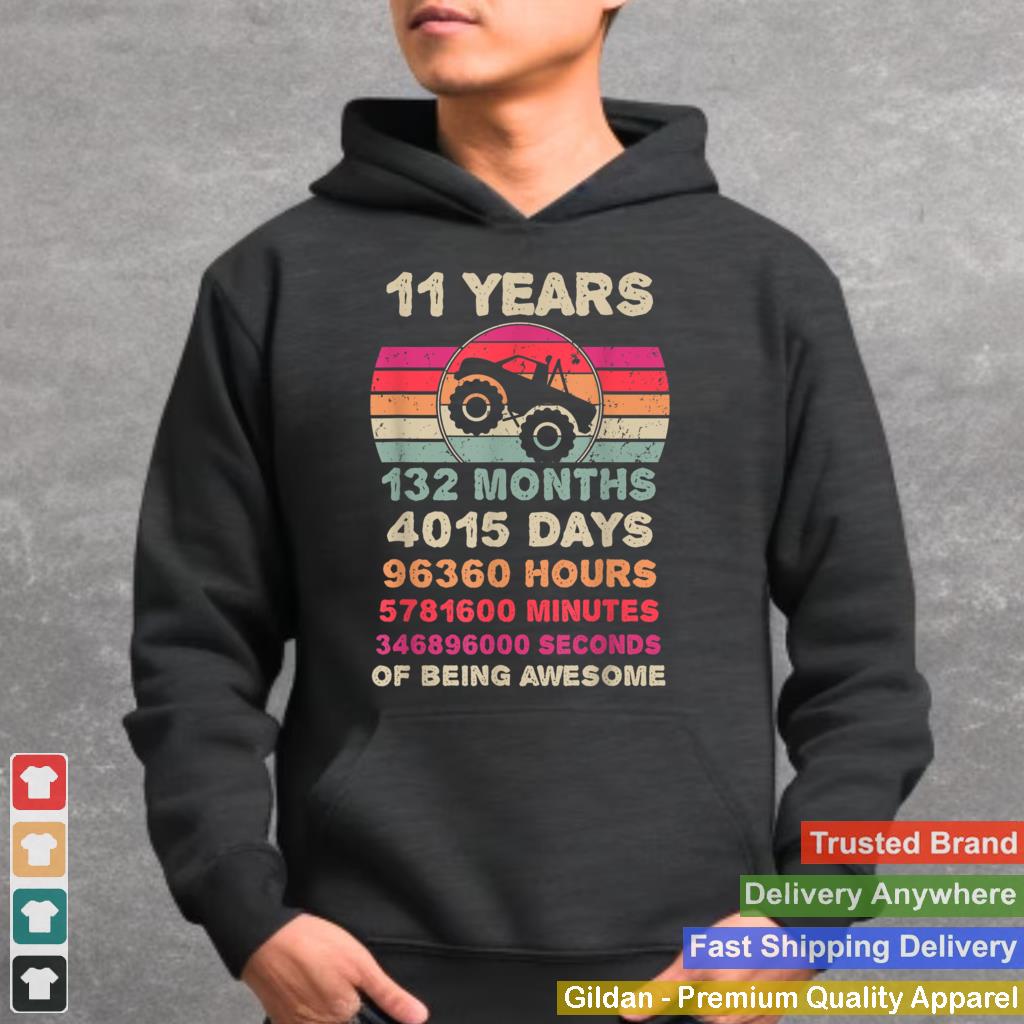 11 Year Old Monster Truck Birthday 11th Birthday Boy Girl T Shirt