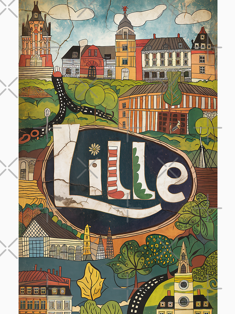 Vintage Lille City Of France Whimsical Retro Doodle Typography Art By Edenbliss Style 2