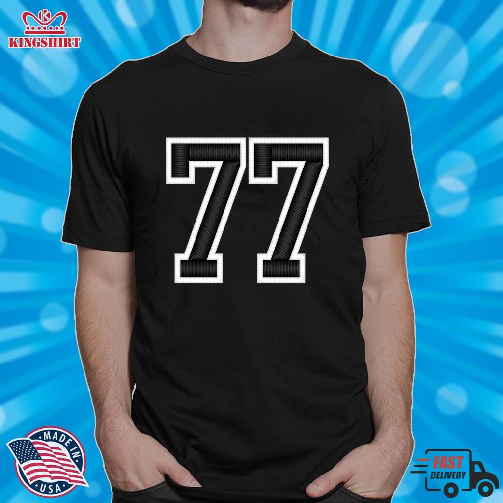 77 Black Jersey Sports Number Seventy Seven Football 77 Pullover Sweatshirt