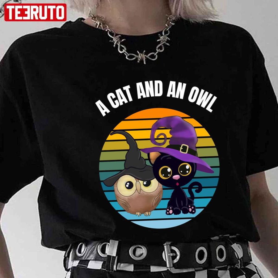 A Cat And An Owl Vintage Unisex T Shirt