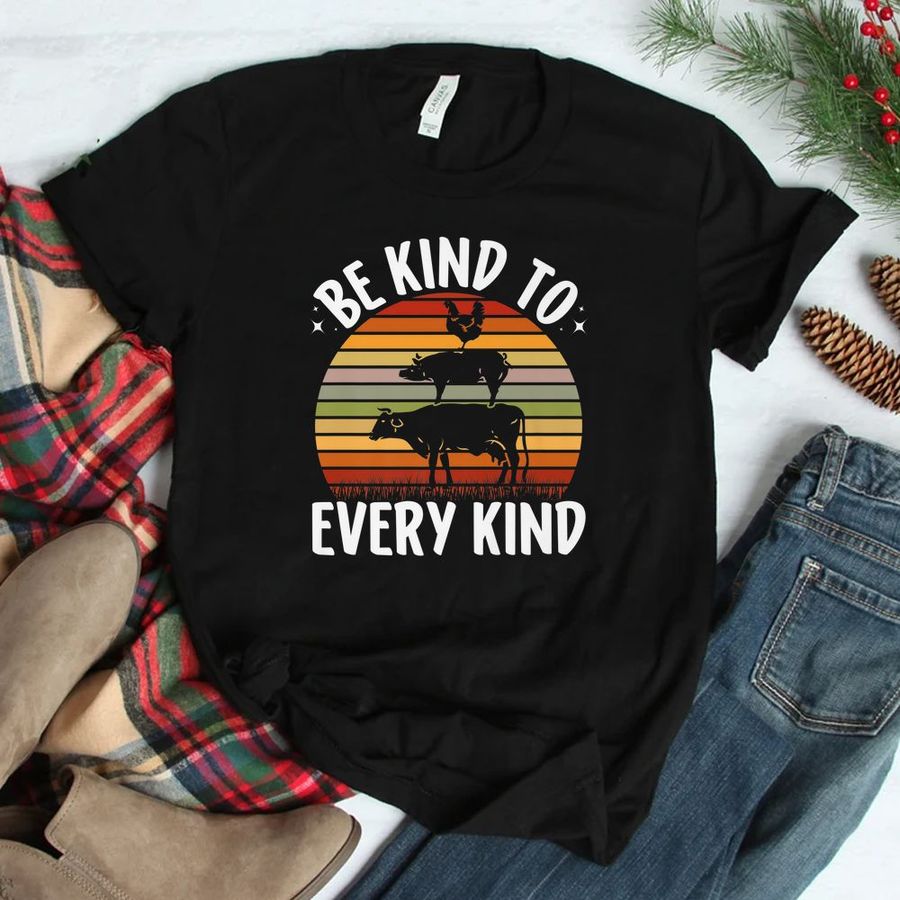 Be Kind To Every Kind Vegan Retro Vegetarian Shirt