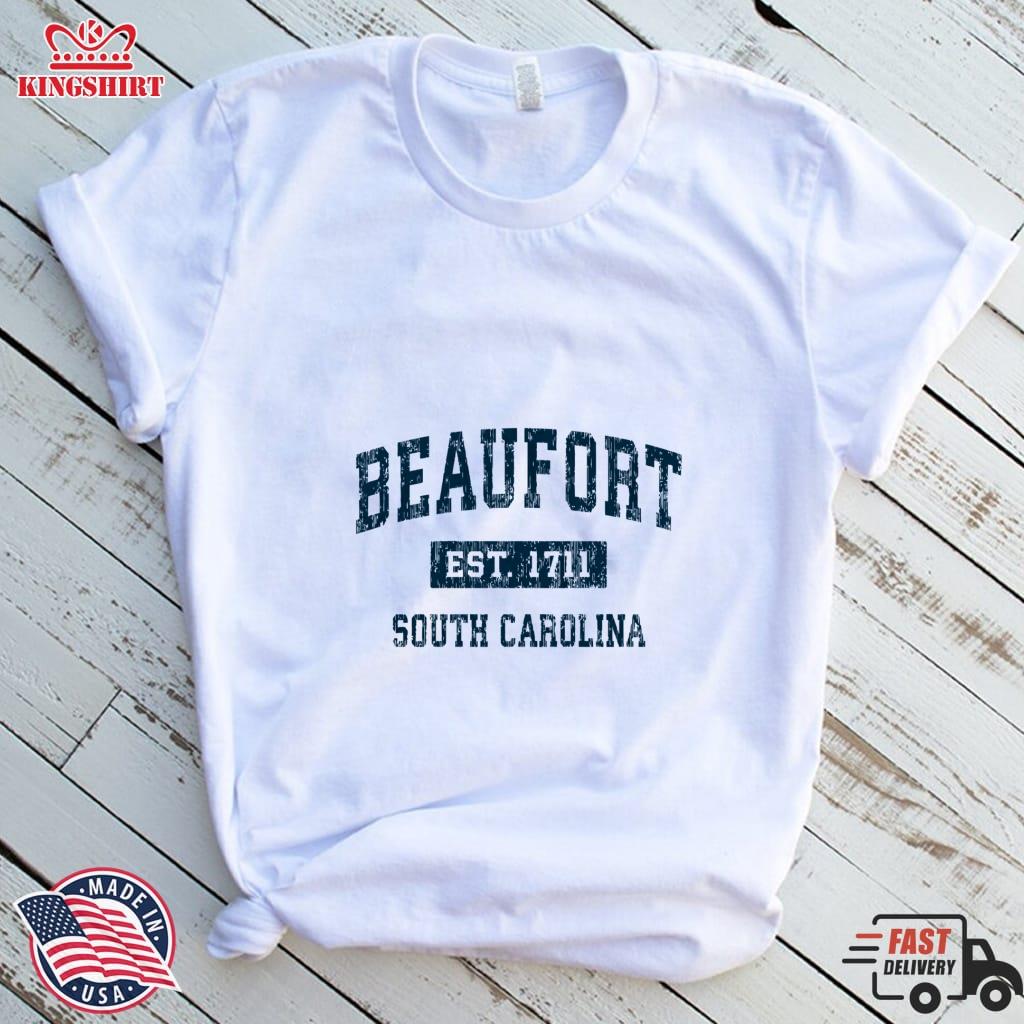 Beaufort South Carolina SC Vintage Sports Design Navy Print Zipped Hoodie