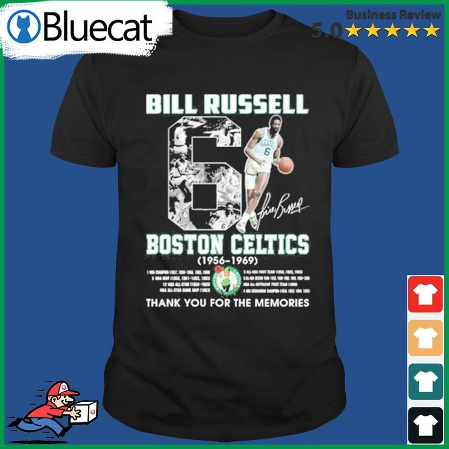 Bill Russell Boston Celtics 1956 1969 Signatures Basketball Thank You For The Memories Shirt