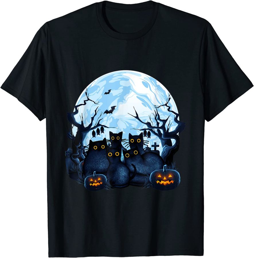 Black Cats Full Moon Halloween Kitten Pumpkin Horror