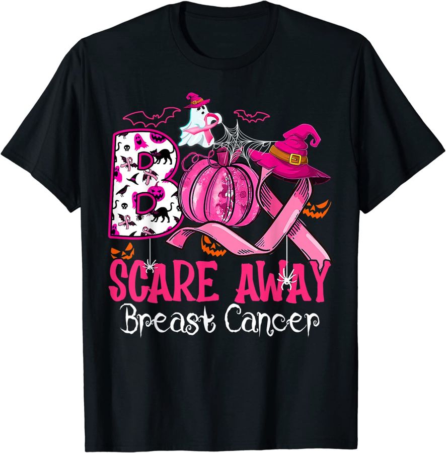 Boo Scare Away Breast Cancer Pink Ribbon Spider Halloween