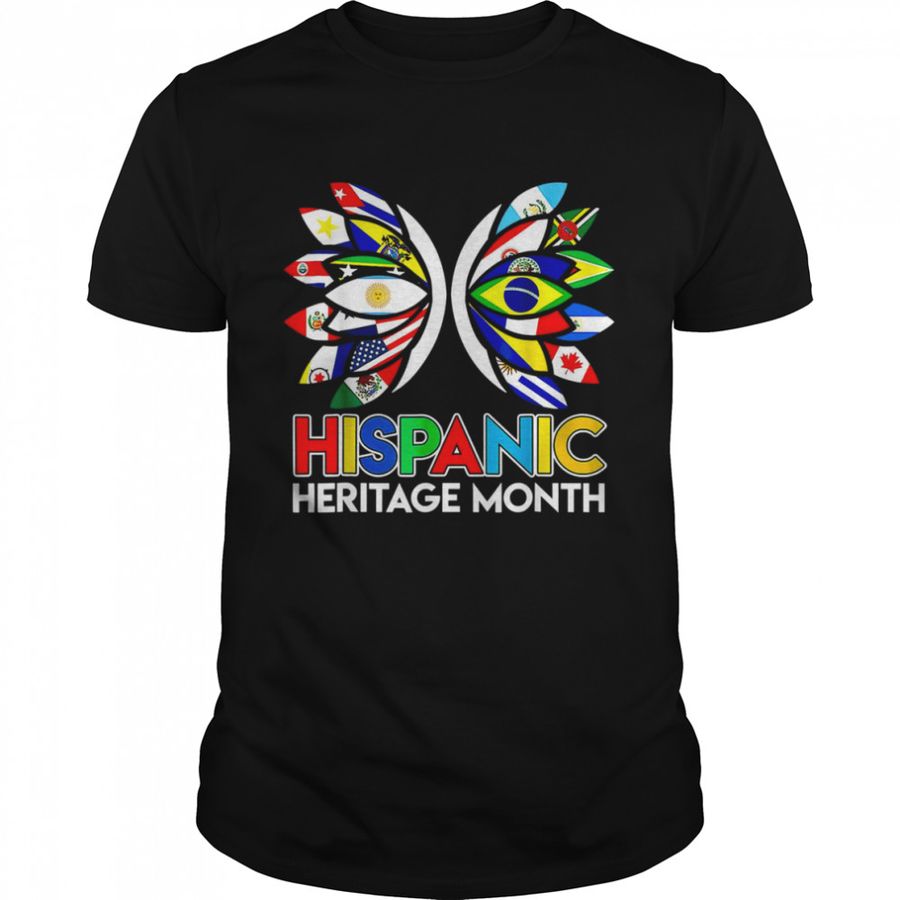 Butterfly Hispanic Heritage Month Latino All Countries Flags Shirt