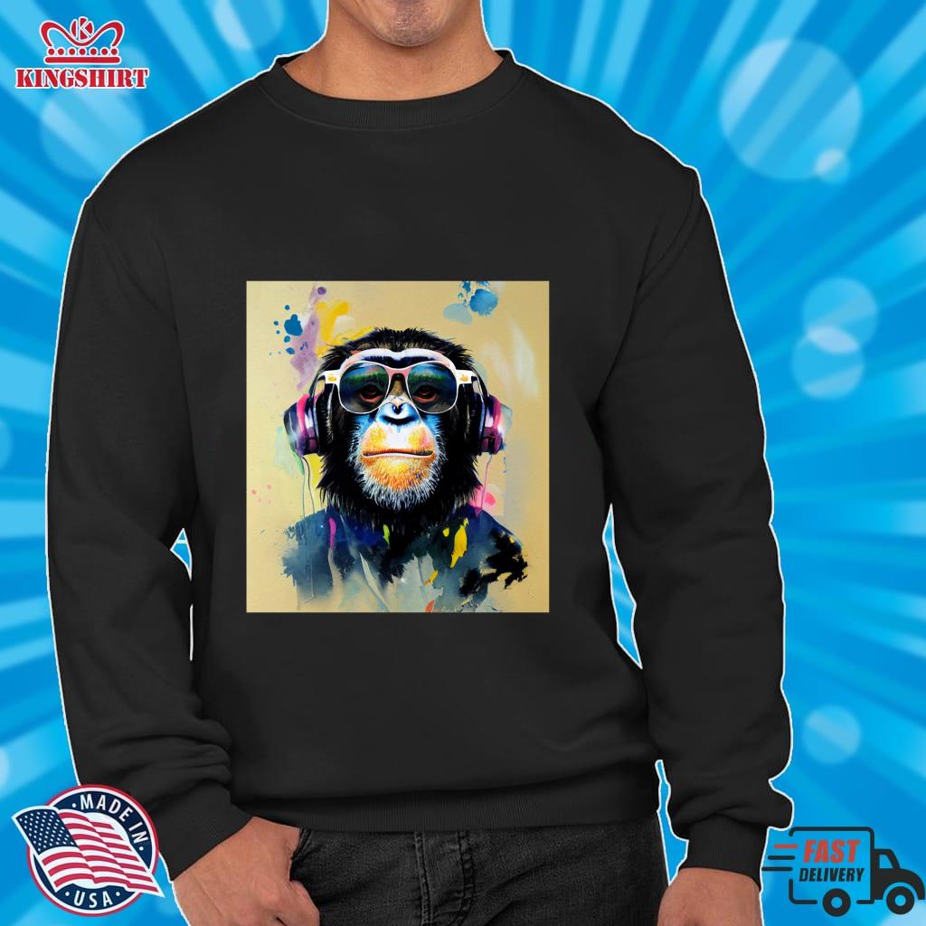 Chimpanzee DJ Portrait Pullover Hoodie