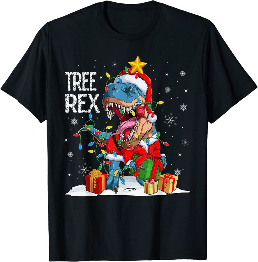 Christmas Dinosaur Tree Rex Pajamas Men Boys Xmas Lights