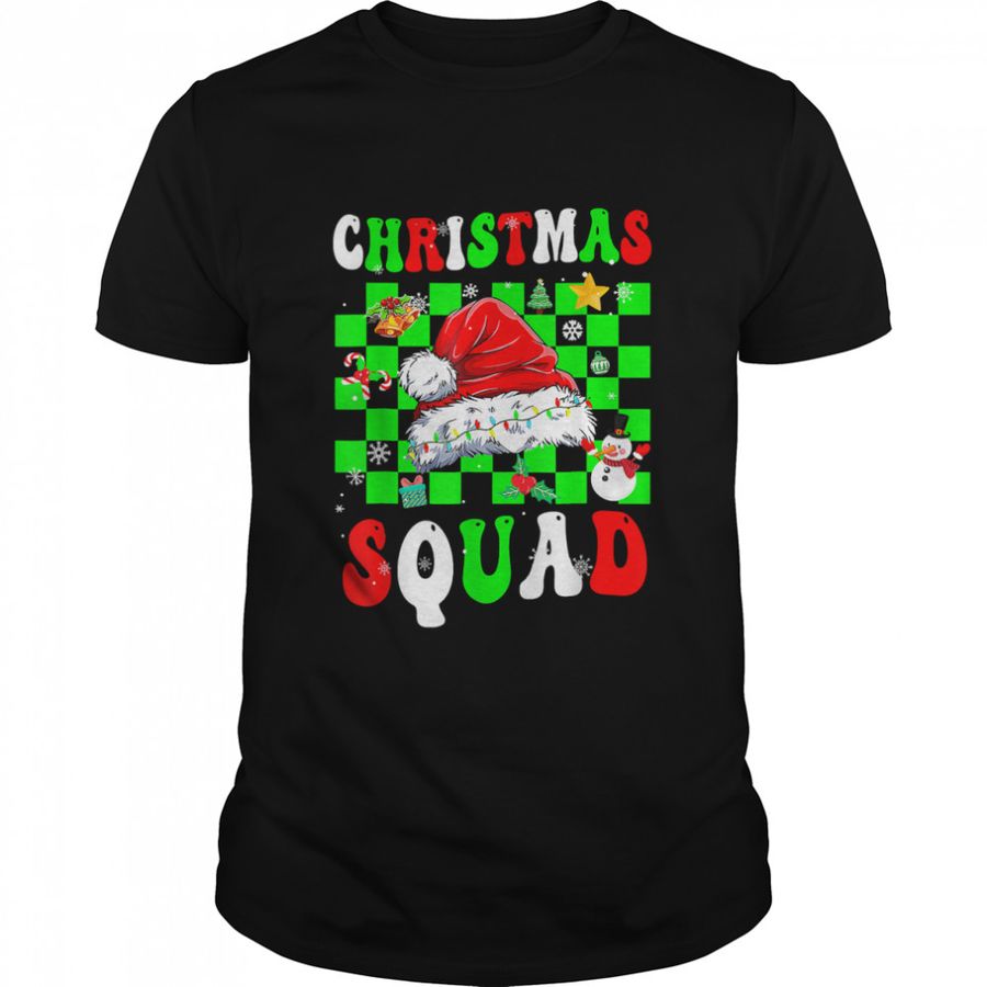 Christmas Squad Santa Hat Lights Pajamas ELF Xmas Holiday T Shirt