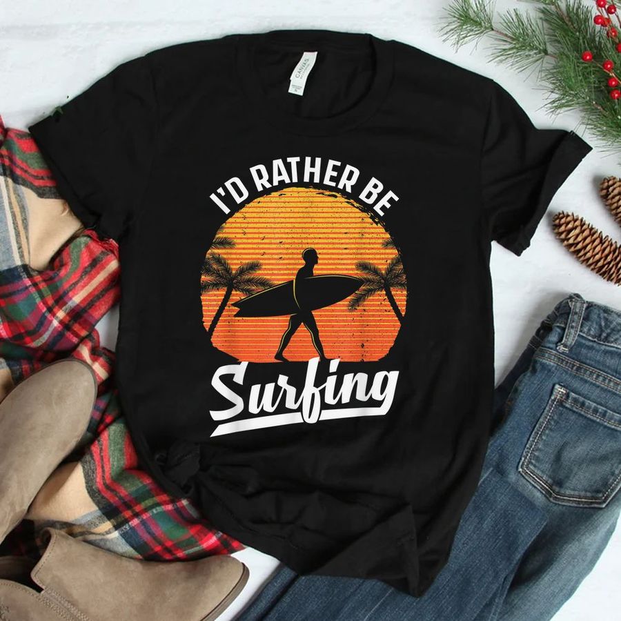 Cool Surf Surfing Retro Sunset Shirt