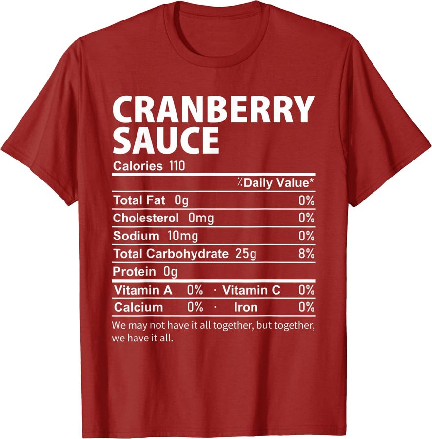 Cranberry Sauce Costume Thanksgiving Food Nutrition Facts