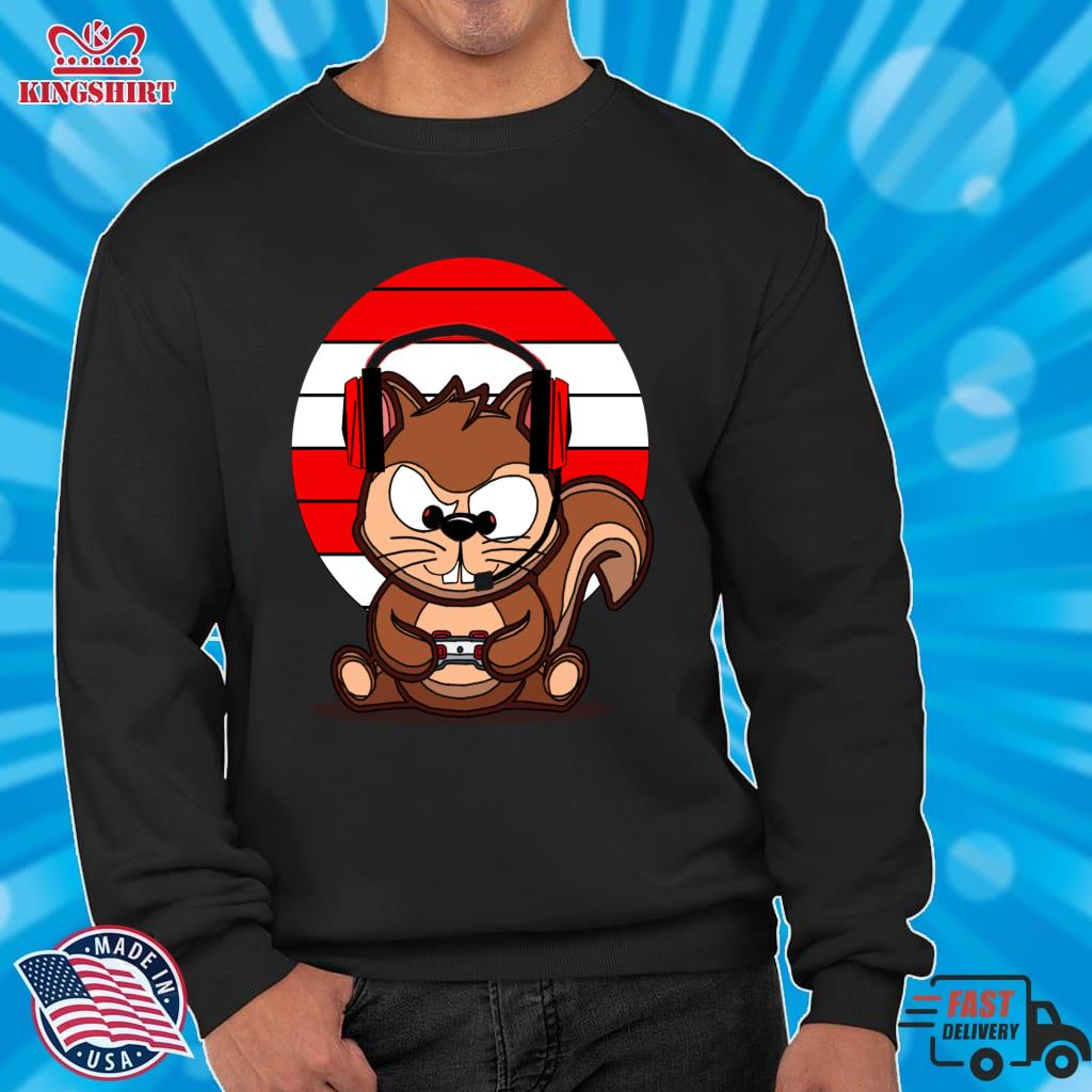 Cute Squirrel Gamer Pullover Sweatshirt