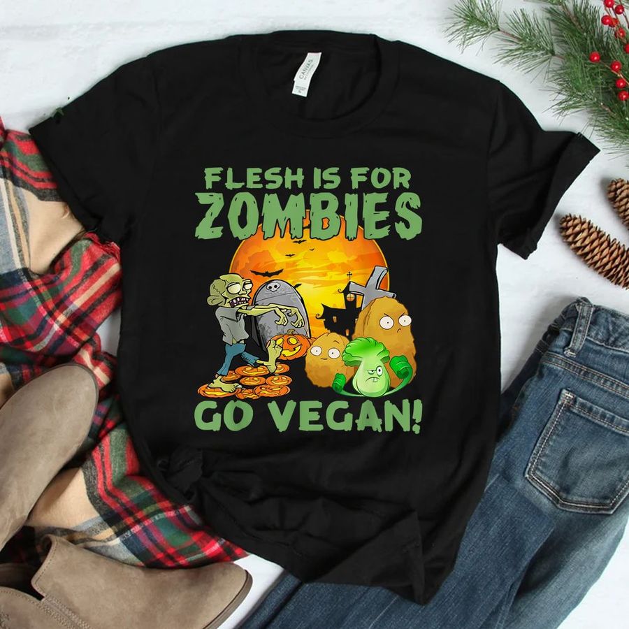 Flesh Is For Zombies Go Vegan Shirt