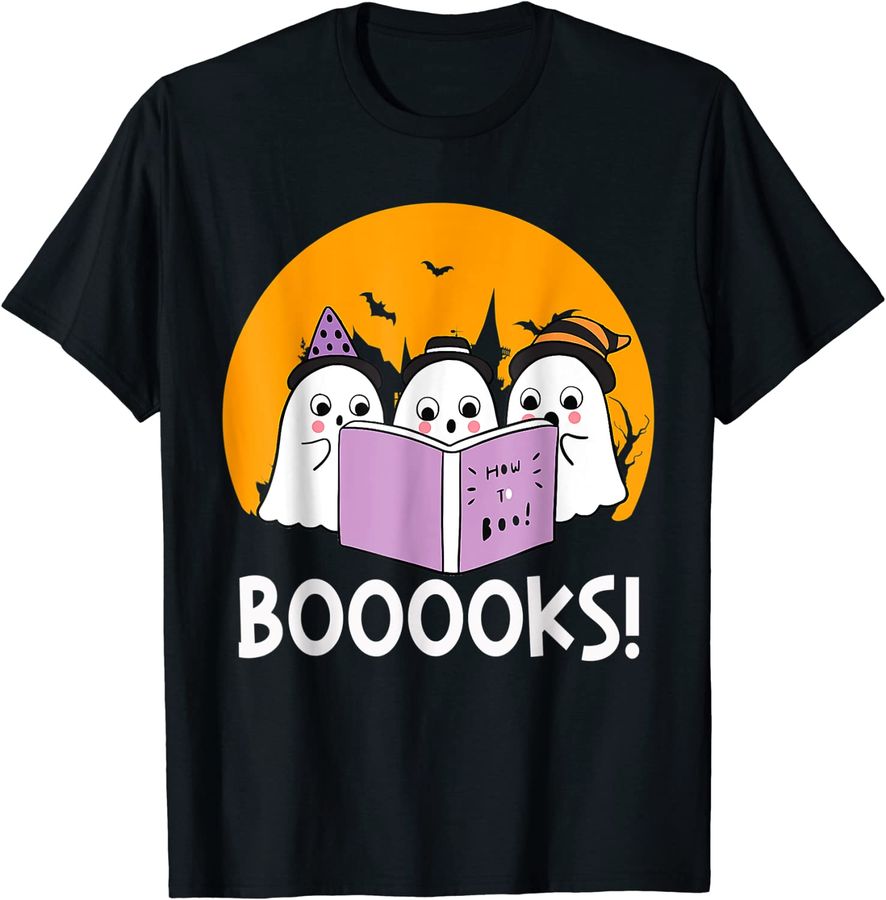 Funny Halloween Booooks! Cute Ghost Reading Library Books_1