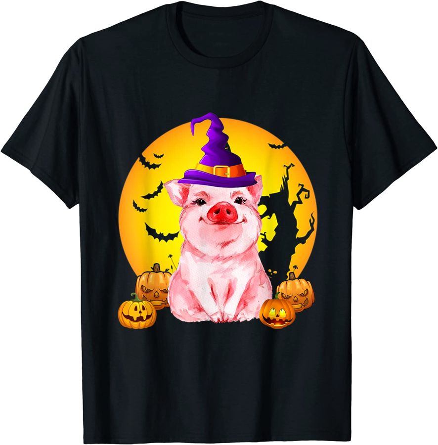 Funny Pig Witch Hat Happy Halloween Women Girls Kids Gifts