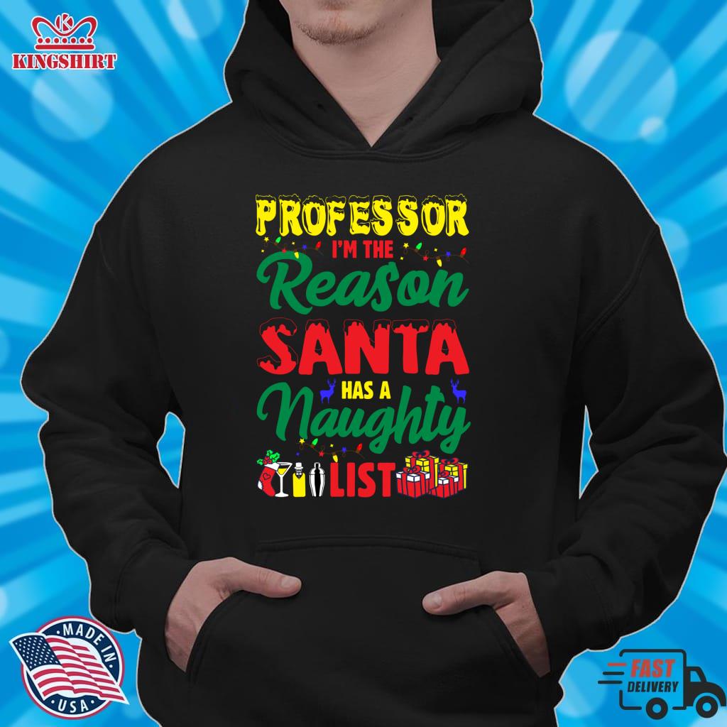 Funny Professor Christmas Naughty List Pullover Hoodie