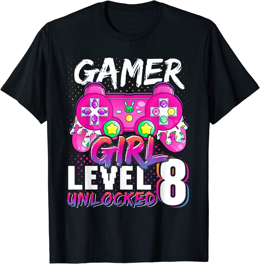 Gamer Girl Level 8 Unlocked Video Game 8Th Birthday_1