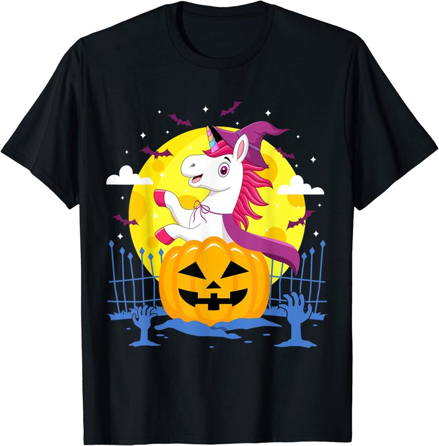 Halloween Shirt Kids Girls Women Witchy Unicorn Hallowen_1