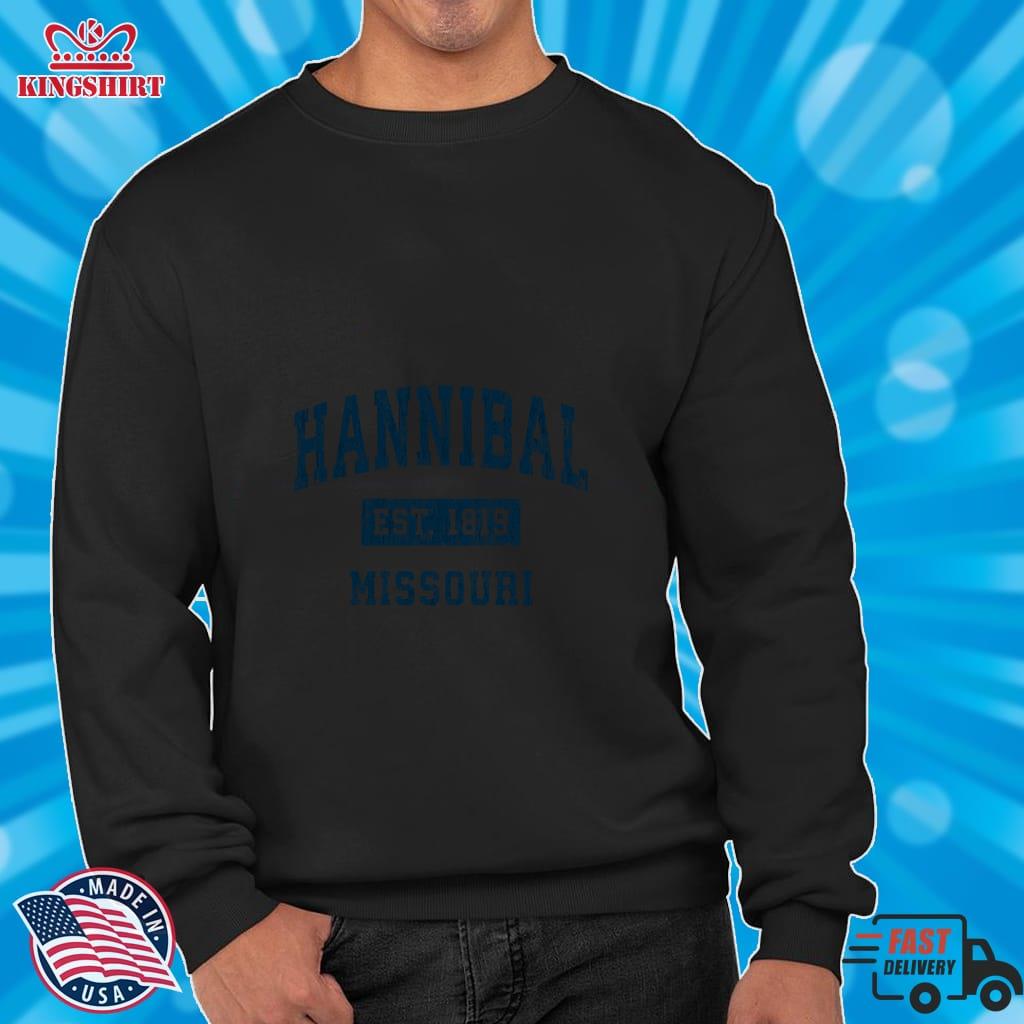 Hannibal Missouri MO Vintage Sports Design Navy Print Pullover Sweatshirt