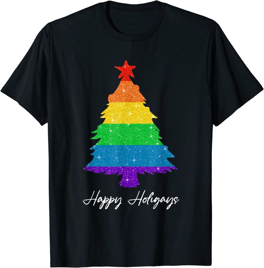 Happy Holigays Funny Gay Christmas Tree Rainbow Pride Gifts