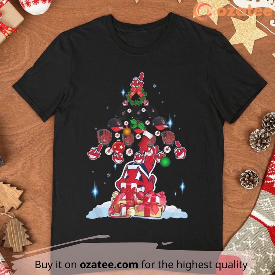 Inspired Cleveland Indians Christmas Tree White All Size Unisex T Shirt, Happy Merry Christmas 2023 Gift For You