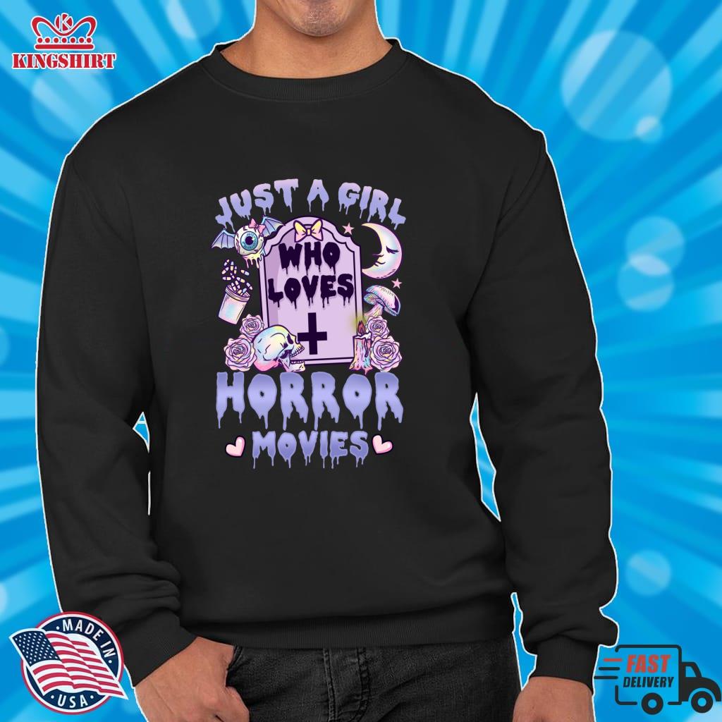 Just A Girl Who Loves Horror Movies   Pastel Goth Pullover Hoodie