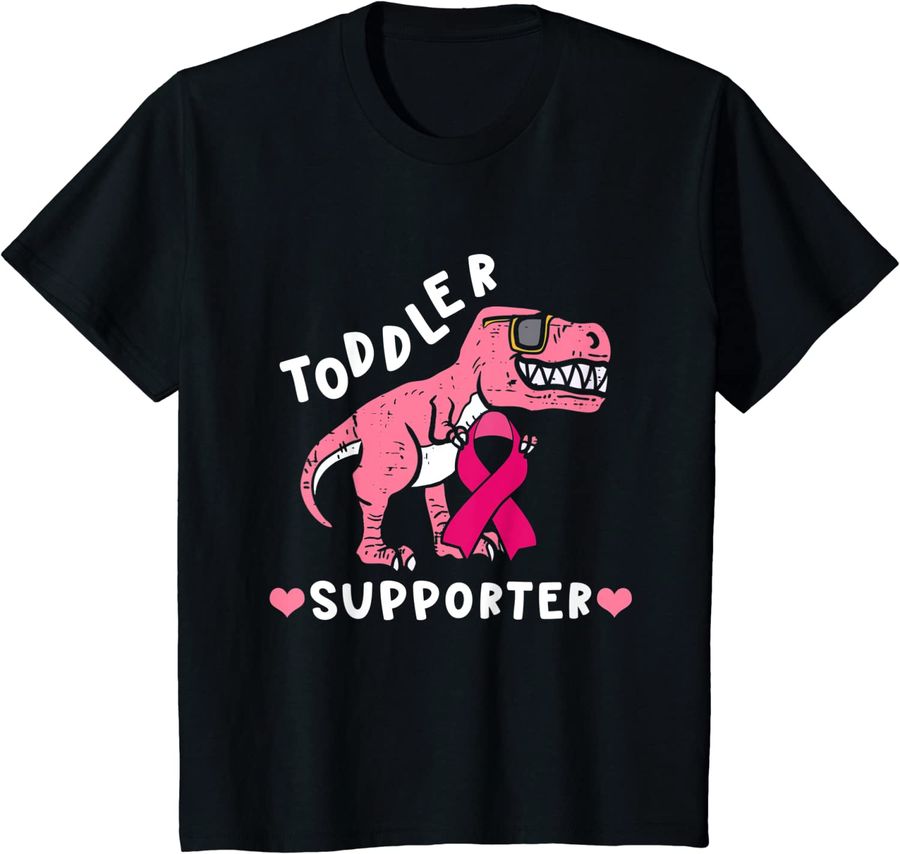 Kids Toddler Supporter Breast Cancer Awareness Boys T Rex