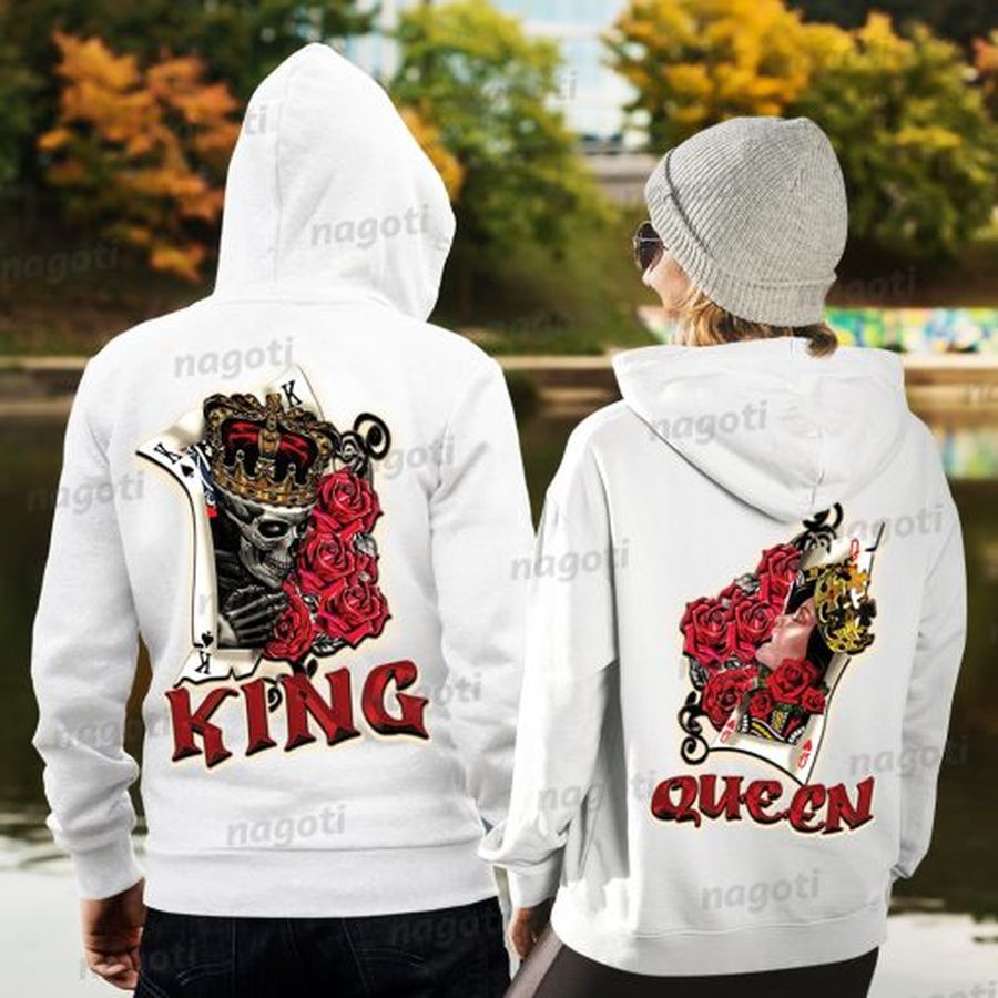 King And Queen Couple Matching Hoodie_White