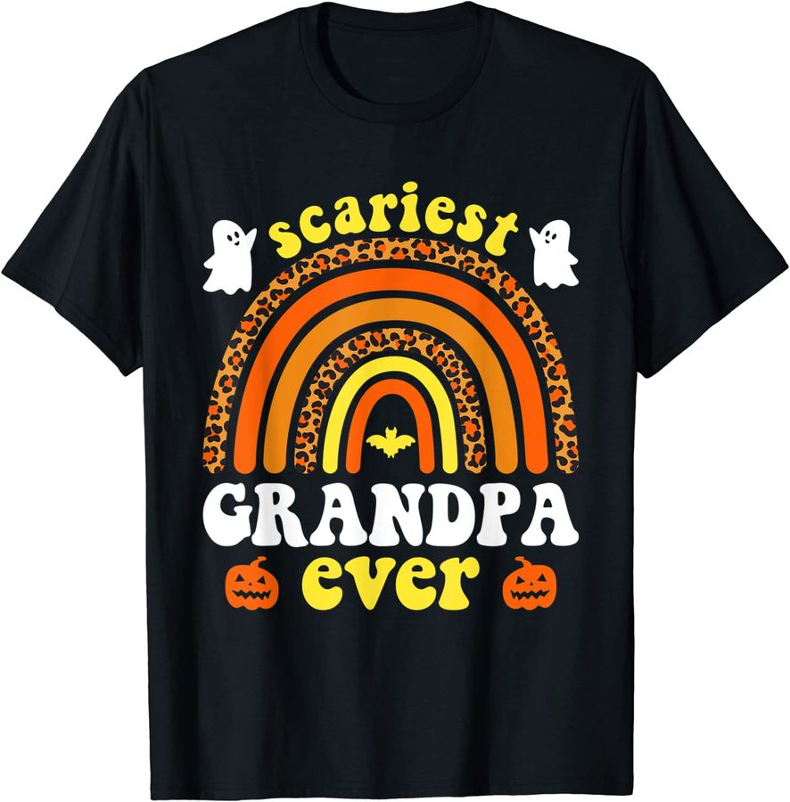 Mens Scariest Grandpa Ever Rainbow Ghost Halloween Grandpa