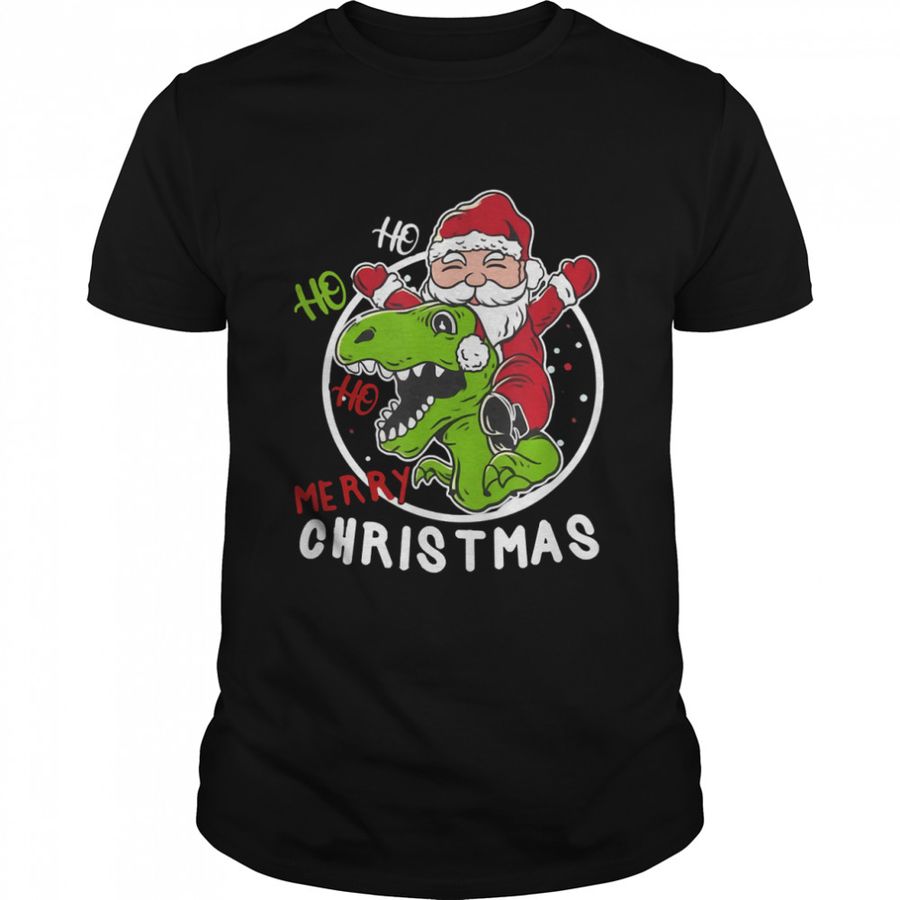 Merry Christmas Dinosaur Ho Ho Ho Family Christmas Pajama T Shirt