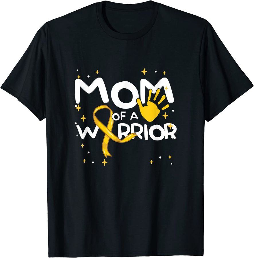 Mom Of Warrior  Yellow Ribbon  Childhood Cancer Awareness