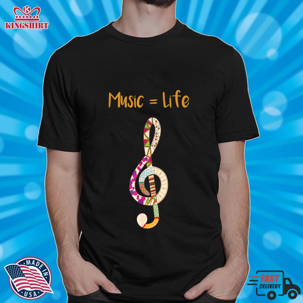 Music Equals Life Treble Clef  Music Lovers And Artists Zipped Hoodie