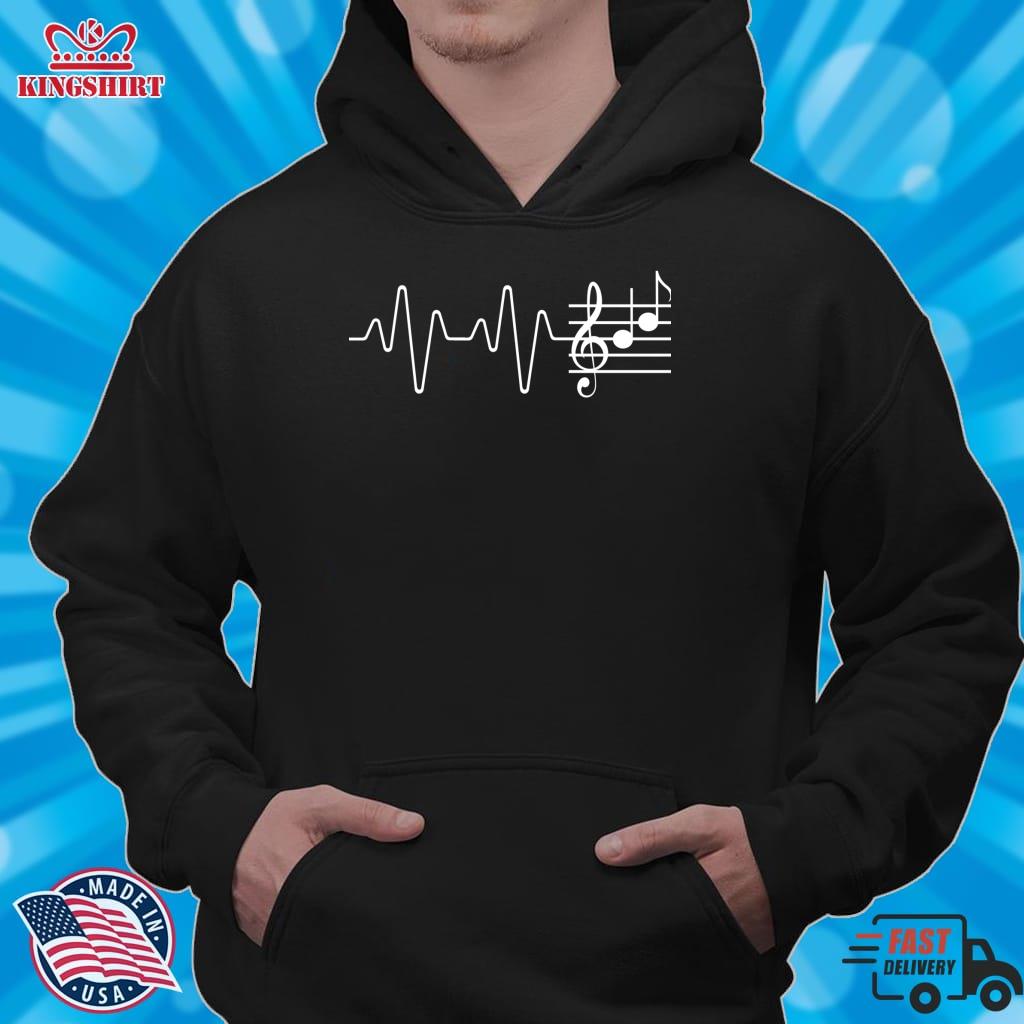 Music Staff Heartbeat Gift Music Notes Face Musician Pullover Hoodie