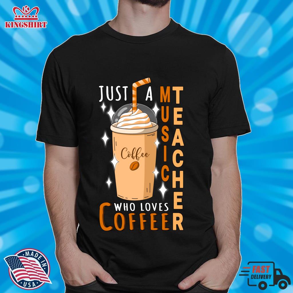 Music Teacher Just Loves Coffee Quote Design Zipped Hoodie