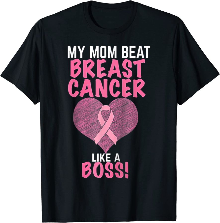 My Mom Beat Breast Cancer Survivor Awareness Pink Ribbon