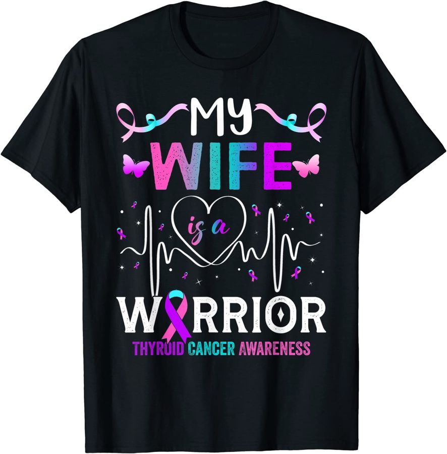 My Wife Is A Warrior Thyroid Cancer Awareness Boxing Ribbon