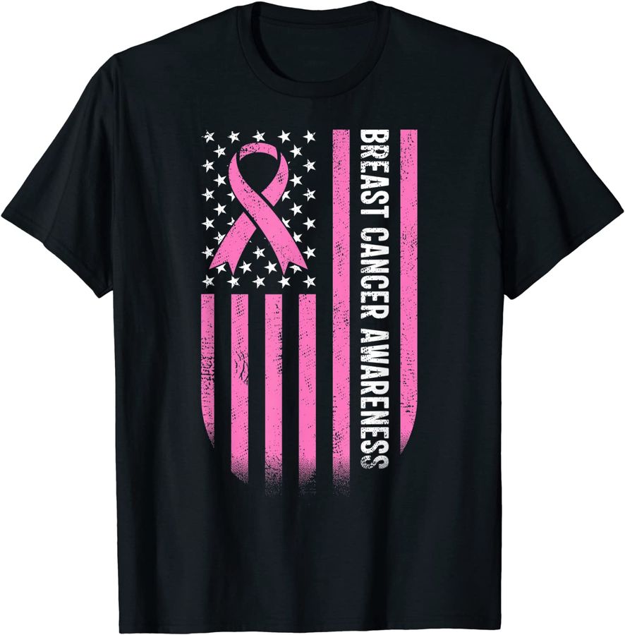 Nobody Fights Alone Breast Cancer USA Flag Pink Support