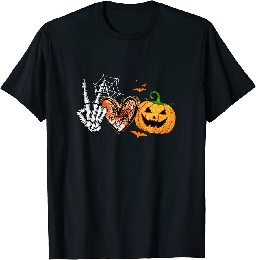 Peace Love Pumpkin Skeleton Halloween Costume For Women