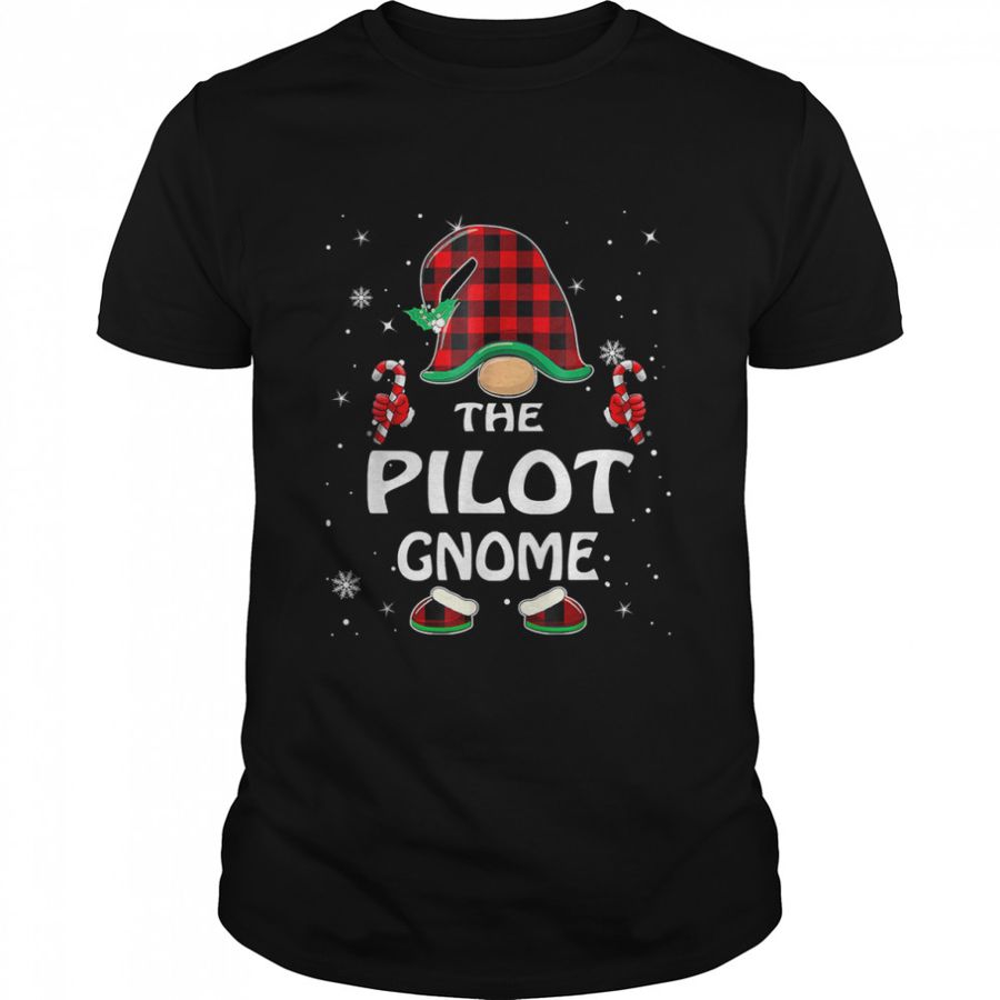 Pilot Gnome Buffalo Plaid Matching Family Christmas T Shirt