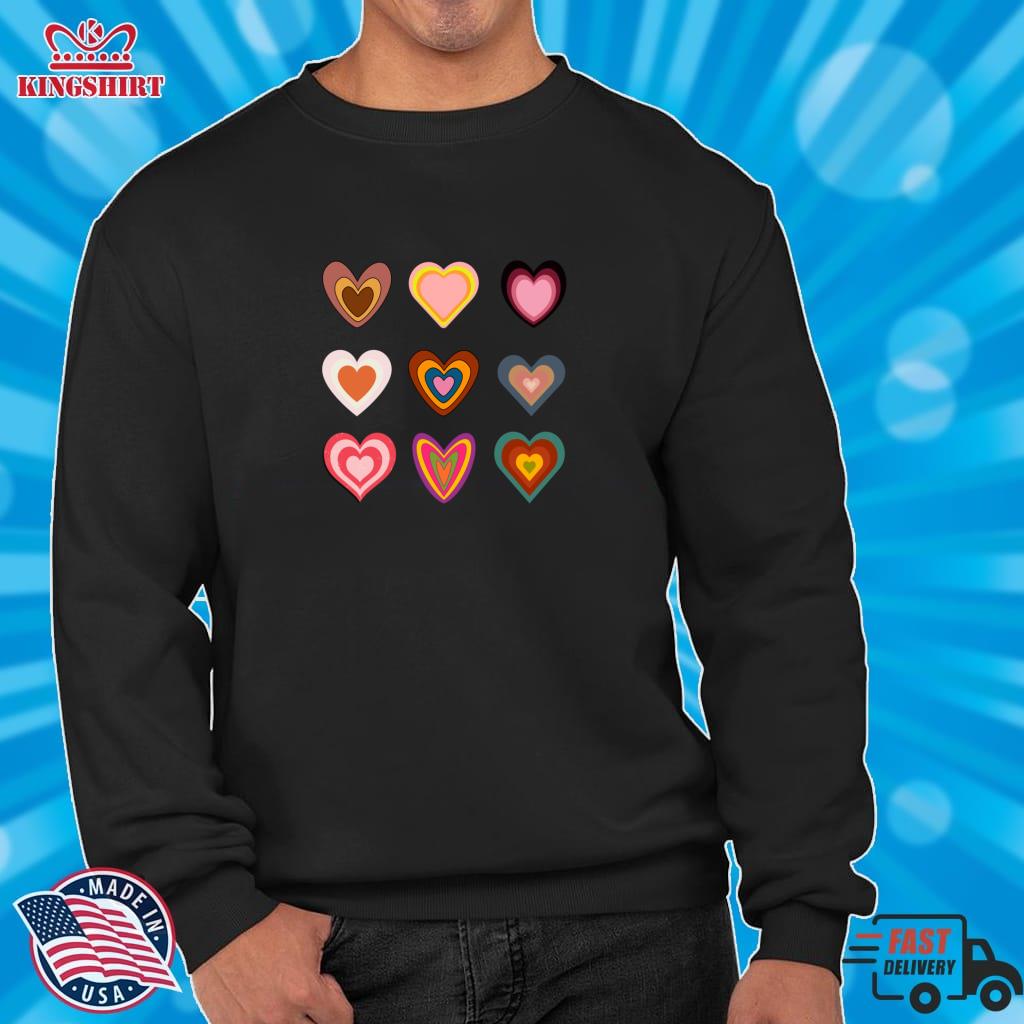 Retro Hearts Pullover Sweatshirt