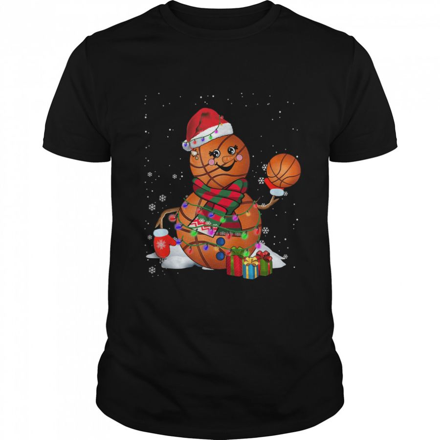 Santa Snowman Playing Basketball Christmas 2022 T Shirt