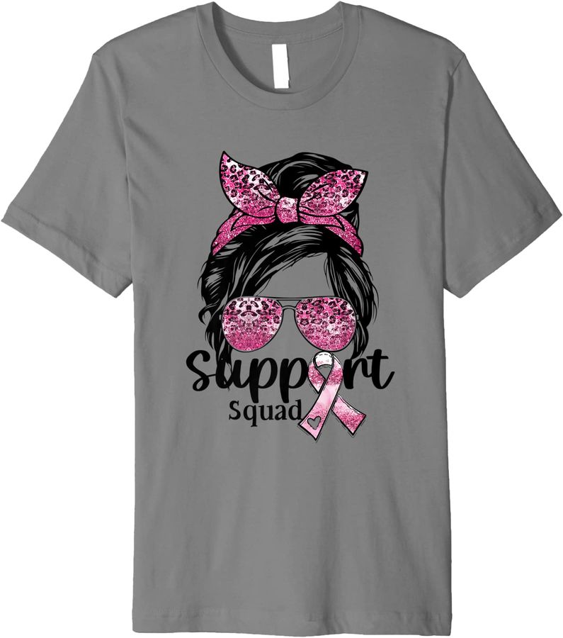 Support Squad Messy Bun Pink Warrior Breast Cancer Awareness Premium